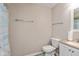 Neutral bathroom with a shower/tub combo and single sink vanity at 4965 Hawthorne Way, Avon, IN 46123