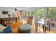 Open-concept dining area featuring hardwood floors and access to outdoor spaces at 5108 Riverview Dr, Indianapolis, IN 46208
