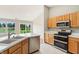 Eat-in kitchen with stainless steel appliances, double sinks, and outdoor view at 7456 Jack Pine Ct, Avon, IN 46123