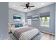 Cozy bedroom with comfortable bed, dual windows, and soft, neutral color palette at 8355 Fieldfare Way, Indianapolis, IN 46237
