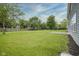 Expansive backyard featuring lush green lawn, mature trees, and privacy fence at 10903 Greenleaf Dr, Indianapolis, IN 46229