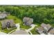 Aerial view of house and lawns nestled in green trees and well maintained landscaping at 16244 Perrault Ct, Fishers, IN 46040