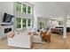 Bright living room with a marble fireplace, large windows, and an open concept layout at 16244 Perrault Ct, Fishers, IN 46040