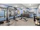 Home gym with weight equipment, mirrors, and rubber flooring at 16244 Perrault Ct, Fishers, IN 46040