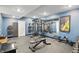 Home gym with weight equipment, mirrors, and painted blue walls at 16244 Perrault Ct, Fishers, IN 46040