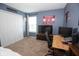 Bedroom with Falcons decor, window, and carpeted floor at 18297 Rickety Dr, Westfield, IN 46074