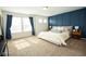 Comfortable main bedroom with a blue accent wall, ample natural light, and neutral decor at 18297 Rickety Dr, Westfield, IN 46074