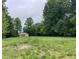 Large grassy field on home lot surrounded by trees at 206 E Hurdle Rd, Morgantown, IN 46160