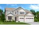 Stunning two-story home with white brick, gray siding, and a welcoming two-car garage at 4316 Persian St, Greenwood, IN 46143