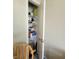 Organized closet with shelving, storage containers, and potential for efficient space utilization at 4817 Allium Dr, Plainfield, IN 46168