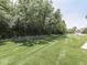 Expansive backyard featuring manicured lawn, mature trees, and a landscaped garden bed, perfect for outdoor relaxation at 5351 Abbington Ave, Plainfield, IN 46168