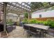 Charming backyard patio with a pergola, seating area, and well-maintained garden at 6280 Washington Blvd, Indianapolis, IN 46220