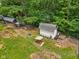 An aerial view of the backyard, shed, and chicken coop at 6691 N Baltimore Rd, Monrovia, IN 46157
