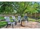 Relaxing backyard features Adirondack chairs around a fire pit, perfect for outdoor gatherings at 6760 Navigate Way, Indianapolis, IN 46250