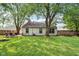 Expansive backyard with mature trees, well-maintained lawn, and a fenced perimeter for privacy at 6760 Navigate Way, Indianapolis, IN 46250