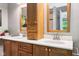 Bathroom featuring double sink vanity with wooden cabinets, drawers, and a storage tower at 6760 Navigate Way, Indianapolis, IN 46250