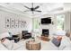 Inviting living room with fireplace, built-in benches, hardwood floors, and comfortable seating at 6940 Mockernut Ct, Plainfield, IN 46168