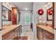 Bathroom with double vanity, granite countertops, and tiled floors at 900 W Busby St, Lebanon, IN 46052