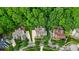 Aerial view of the property showcasing neighborhood and nearby mature trees at 9834 Belcrest Ln, Indianapolis, IN 46256