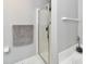 Walk in shower with a clear glass door and silver hardware at 10519 Hyacinth Ct, Noblesville, IN 46060