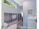 Bathroom featuring blue accents, a modern sink, and a towel rack at 1413 N Lost Lake Rd, Columbus, IN 47201