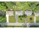 Overhead aerial view of the property showing the layout, driveway, and surrounding neighborhood at 1613 Park Rd, Anderson, IN 46011