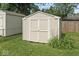 Storage shed in backyard, with double doors and ample space at 1613 Park Rd, Anderson, IN 46011