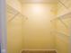 Walk-in closet with multiple levels of metal rack shelving and neutral carpeting at 207 Keats Ct # 102, Carmel, IN 46032