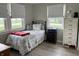 Cozy bedroom with two bright windows provides views of the beautiful green neighborhood at 260 S 250 W, Greenfield, IN 46140