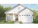 Inviting home with white siding, a black front door, and a charming front porch with seating at 3226 Keystone Lakes Way, Indianapolis, IN 46237
