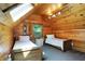 The attic bedroom features wood walls and skylights over a pair of beds at 3317 S 100 E, Greenfield, IN 46140