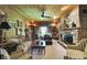 Cozy living room with a stone fireplace, wood-paneled ceiling, and comfortable furnishings at 3317 S 100 E, Greenfield, IN 46140