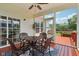 Cozy screened porch with fan, features an elegant dining set, and access to both the deck and backyard at 4017 Ivory Ct, Carmel, IN 46074