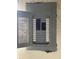 Close-up of an open electrical panel with labeled breakers at 4206 Clark St, Anderson, IN 46013