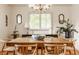 Dining room showcases modern fixtures and natural light from large windows, creating an inviting atmosphere at 4415 N Illinois St, Indianapolis, IN 46208