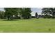 Expansive front yard with mature trees, plenty of room for outdoor activities, and charming homes in the background at 4849 S 500 E, Greenfield, IN 46140
