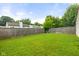 Spacious backyard with lush green grass and a wooden fence, offering privacy and ample space for activities at 6332 Long River Ln, Indianapolis, IN 46221