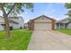 Charming one-story home with a well-maintained lawn and inviting two-car garage at 6332 Long River Ln, Indianapolis, IN 46221