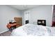 Bedroom features neutral walls, carpet and door leading to bathroom with view of vanity at 749 Bracknell Dr, Avon, IN 46123