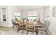 Dining room featuring a wooden table, upholstered chairs, and a view of the lake at 8263 Bryce Blvd, Pendleton, IN 46064
