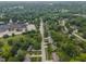 Serene aerial view of a lush, tree-lined neighborhood with well-maintained homes and a school at 11409 Haverstick Rd, Carmel, IN 46033
