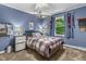 Cozy bedroom with a window and a plaid comforter set, offering a comfortable retreat at 11409 Haverstick Rd, Carmel, IN 46033