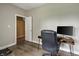 Home office featuring hardwood floors and a minimalist design at 19187 Outer Bank Rd, Noblesville, IN 46062