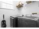 Laundry room featuring modern gray washer and dryer, and storage at 2326 N Pennsylvania St # 6, Indianapolis, IN 46205
