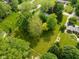 Aerial view of a fenced in yard, green trees, and lots of land at 233 Saddlebrook Dr, Zionsville, IN 46077