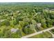 An aerial view showcases a neighborhood with tree-lined streets and various residential properties at 233 Saddlebrook Dr, Zionsville, IN 46077