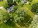 Bird's eye view of a property showcasing a well-kept lawn and several mature trees at 233 Saddlebrook Dr, Zionsville, IN 46077