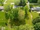 Aerial view of fenced in lot, green trees, and a quaint neighborhood at 233 Saddlebrook Dr, Zionsville, IN 46077