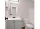 Bathroom features a stylish gray vanity with modern fixtures at 3148 Arbutus Dr, Indianapolis, IN 46224