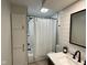 Bathroom with subway tile and standing shower at 3520 Lantern Ln, Columbus, IN 47203